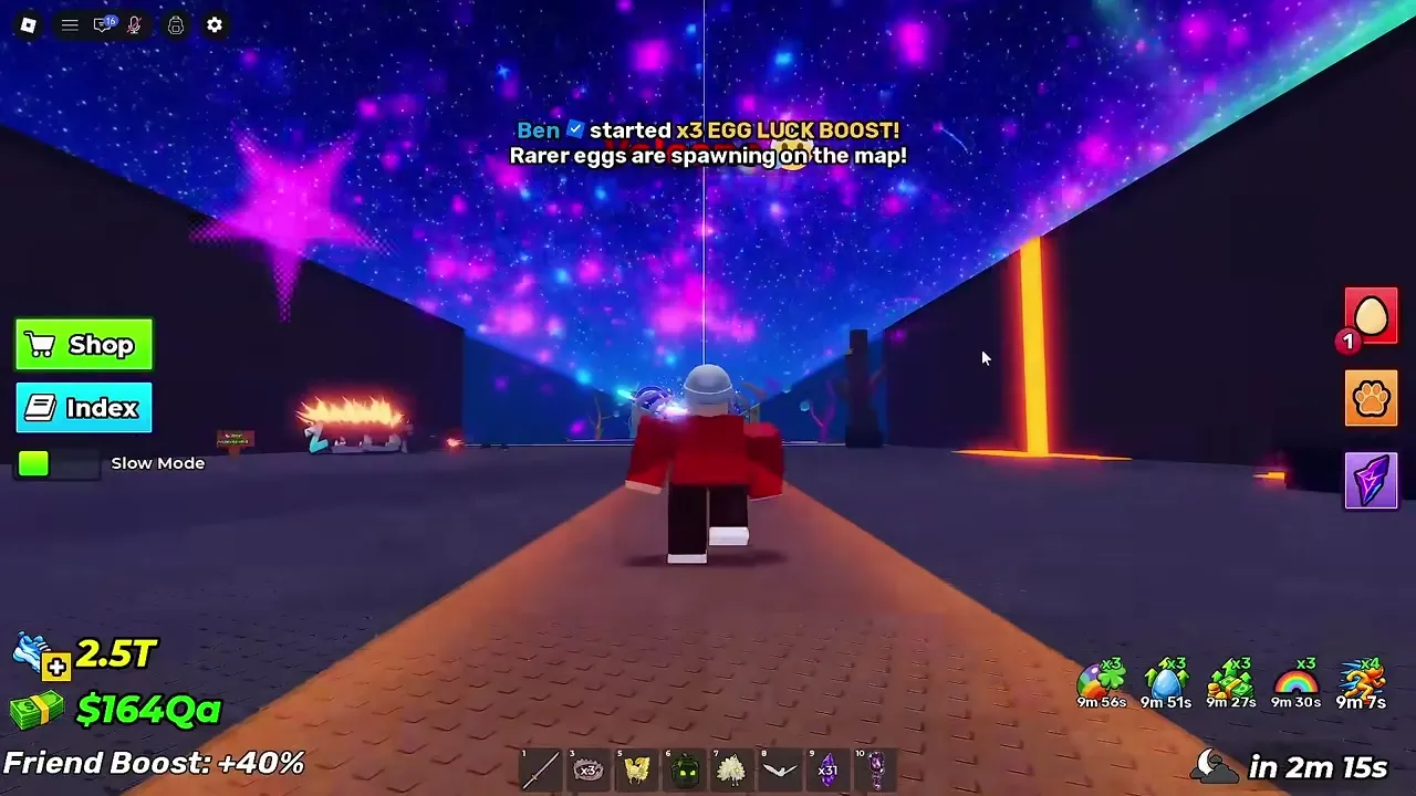 A Lucky Boost night phase raining rare eggs over the event zone